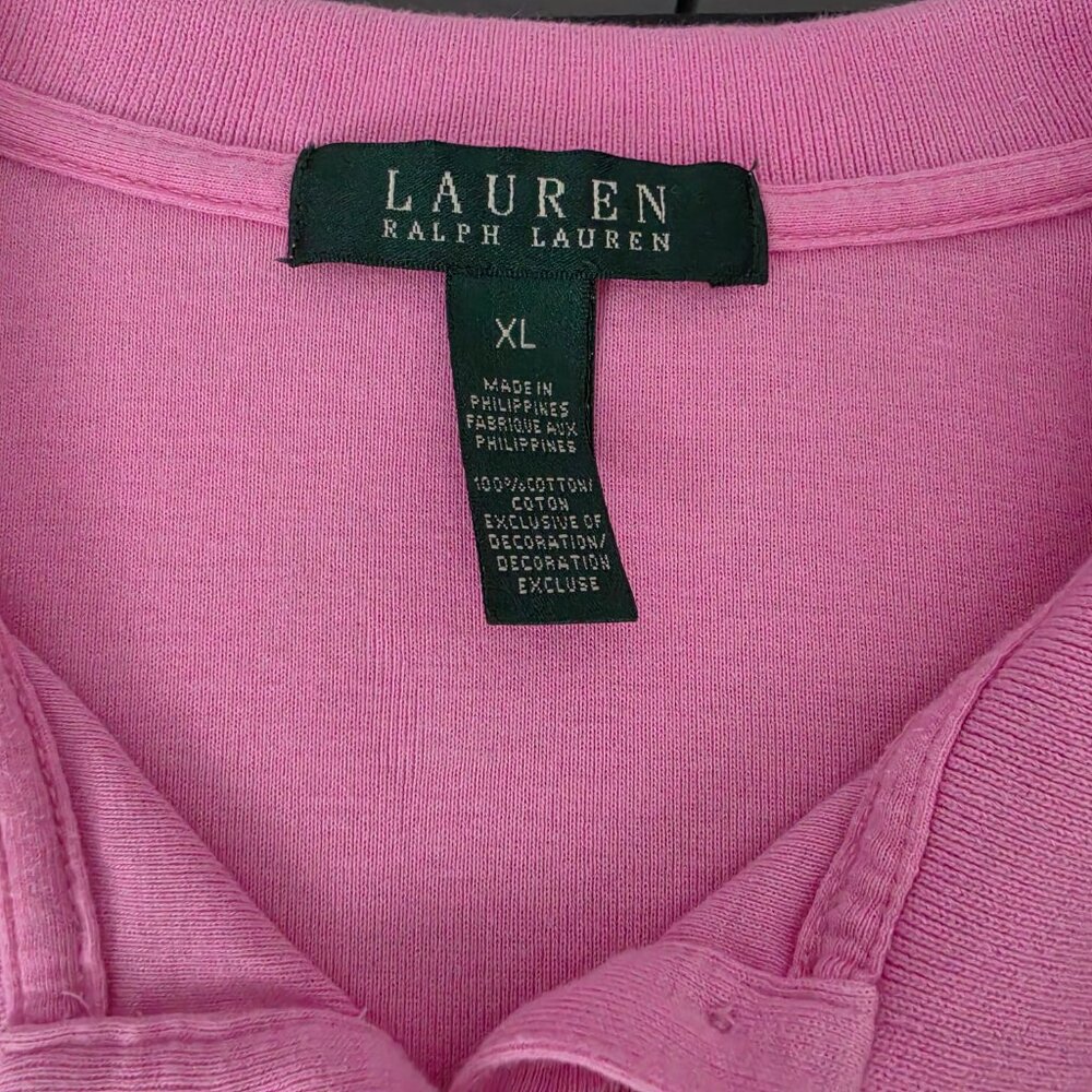 Lauren Ralph Lauren Women's XL Pink Gold Button Embroidered Logo Polo Shirt - Picture 2 of 10